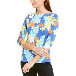 J. McLaughlin Wavesong Boatneck Floral Top Size XS Catalina Confetti Bouquet